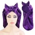 thumbnail image 5 of Silk Satin Women Night Sleep Cap Long Braid Hair Bonnet Hat Head Cover Wide Band, 5 of 19