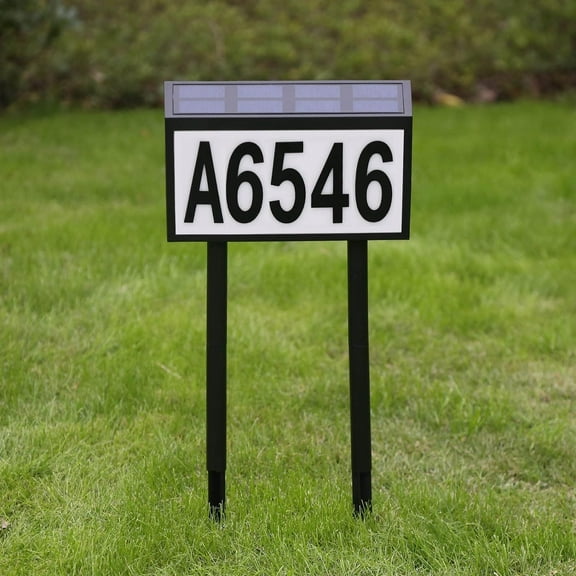 Solar Address Sign, Solar House Numbers for Outside, Solar Powered LED Address Plaque Address Numbers Intelligently Controlled Lighted Address Signs with Solar Charging, Waterproof Address Design