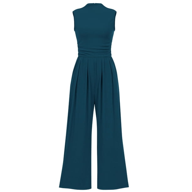 Mono Enterizo PRETTYGARDEN sin Mangas con Cuello Simulado en Azul