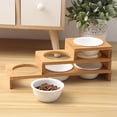 thumbnail image 4 of Elevated Cat Food Bowls, Ceramic Pet Dish Feeder Bamboo-Base Skid-Resistant Bowl Water and Food Container for Cats and Dogs Easy Feeding (2 Bowls), 4 of 5