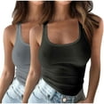 thumbnail image 1 of Yuyuzo 2PC Plus Size Tank Tops for Women Ribbed Knit Slim Fitted Camis Sleeveless Base Layer T Shirts, 1 of 4