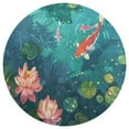 thumbnail image 3 of Lucky Koi Fish Lotus Leaf Washable Round Rug -Circle Area Rugs for Nursery Bedroom, Vintage Non Slip Non Shedding Low Pile Carpet for Living Room Coffee Table Entryway, 3 of 6