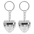 thumbnail image 1 of 2 llaveros con forma de corazón, bola de discoteca, espejo reflectante de metal para Navidad, colgante decorativo, mini adornos decorativos, llaveros., 1 of 7