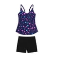 thumbnail image 3 of Tankini Sets for Women Built-in Padded Cups Athletic Scoop Neck 2 Piece Bathing Suits Vintage Floral Print Full Coverage Boyshorts Swimwear, 3 of 8