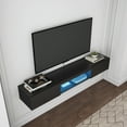 thumbnail image 4 of BaPiPro 63-Inch Wide Floating TV Stand with 16-Color LED Lighting, Wall-Mounted Media Console with USB Power Strip and Cable Management, Black, 4 of 9