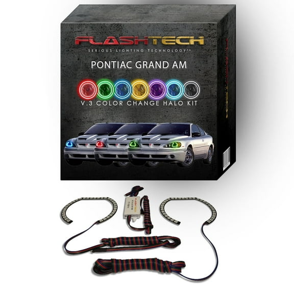 Flashtech RGB Multi Color Changing LED Halo kit for 1995-2005 Pontiac Grand Am Headlights