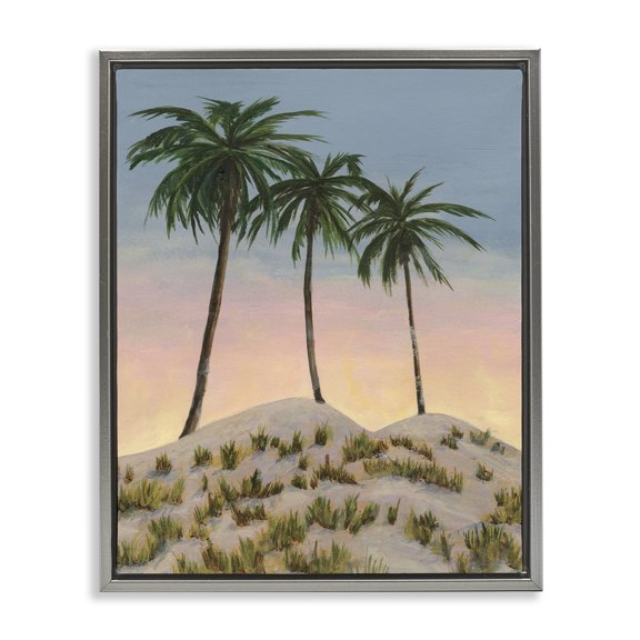 Stupell Industries Traditional Palm Trees on Hill Gray Floating Frame Canvas Art, 25 x 31, by Michael Willett