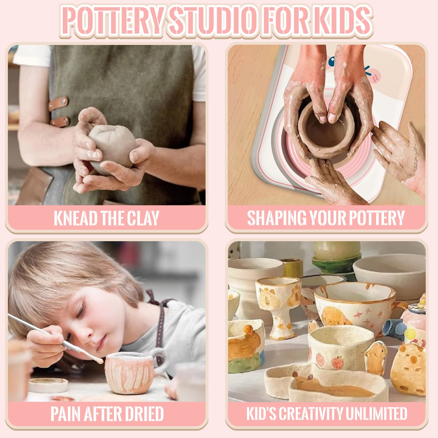 Pottery Wheel for Kids, Toys for Girls 8 to 11 Years, Art Kits for Kids 8-12, Girls Boys Birthday Gifts