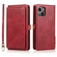 thumbnail image 6 of ELEHOLD for iPhone 14 6.1 inch Luxury Heavy Duty Wallet Case with Card Slots Dual-Use Detachable Phone Case Magnetic Function Lanyard Shockproof Wallet Case,Red, 6 of 7