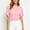 *Pink, variant on ClodeEU Women's Polka Dot Short Sleeve Blouse,Crew Neck Puff Sleeve Ruched Waist Crop Top Black,Women's Plus L