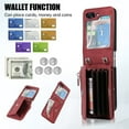thumbnail image 2 of for Samsung Galaxy Z Flip 5 5G Case with Zipper Card Holders and Crossbody Strap & Short Belt for Women, RFID Blocking PU Leather Button Flip Shockproof Wallet Case Cover - Red, 2 of 10