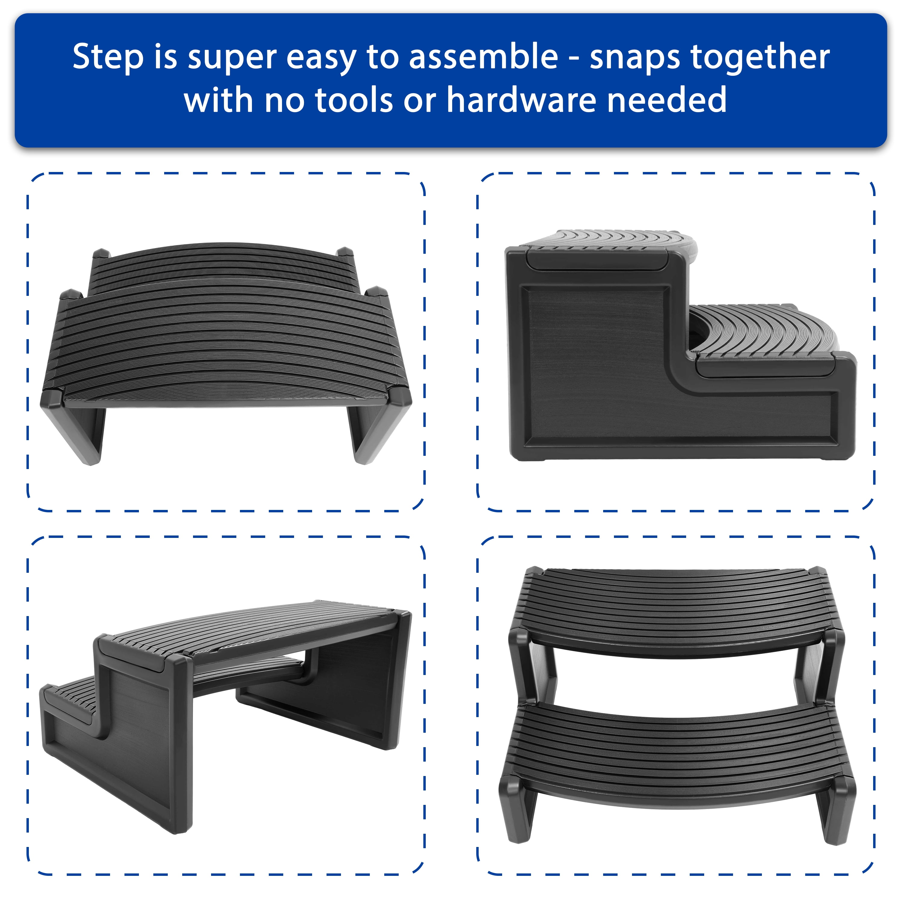 KOJEM Hot Tub Steps 2-Step Outdoor Spa Steps Indoor Step Stool Pool Ladder Non-Slip Surface