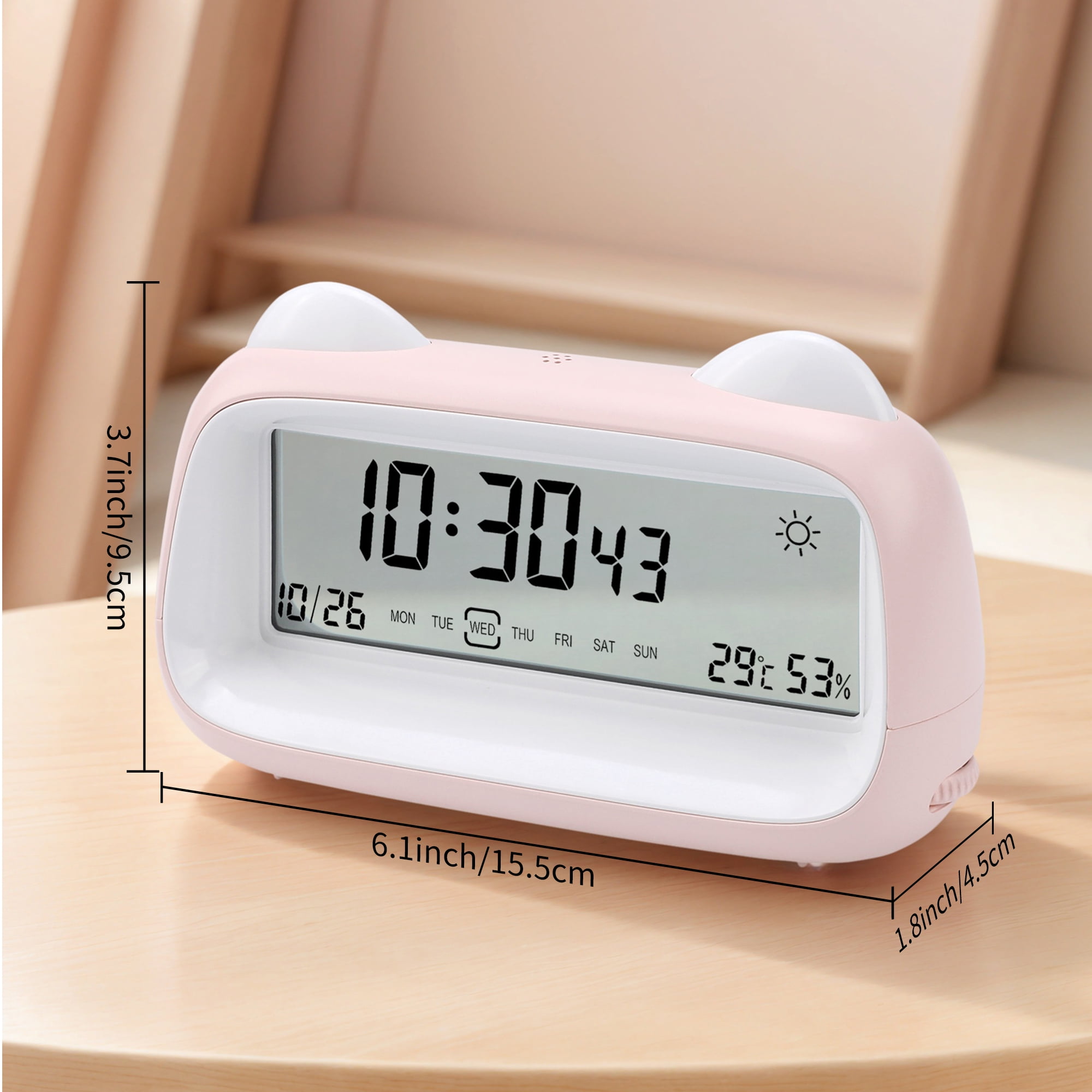 Unique Bargains Backlight Loud Sound Digital Alarm Clock White 6.1"L x 1.8"W x 3.7"H