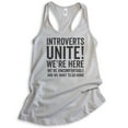 thumbnail image 1 of Introverts Unite Tank Top, Ladies Racerback Tank Top, We're Here Uncomfortable And We Want To Go Home Tank, Silver Gray, Large, 1 of 3
