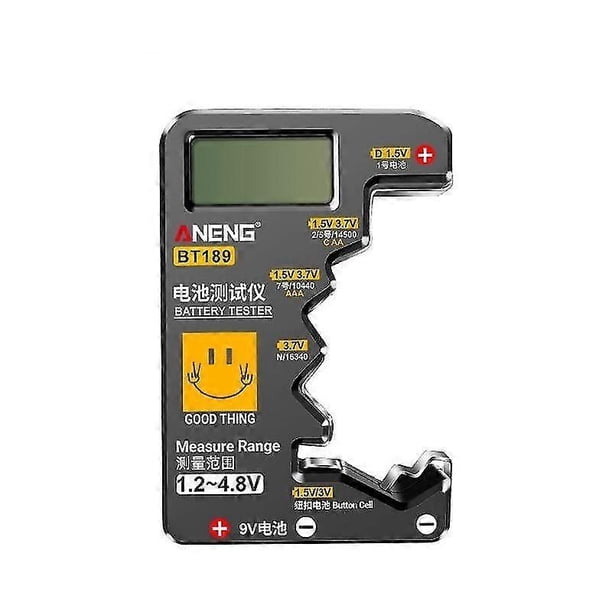 Probador de baterías BT189 con pantalla LCD, voltímetro universal para baterías AA, AAA y de botón de 1,5 V/3 V/3,7 V/4,8 V/9 V.