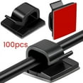 thumbnail image 2 of 100 Pc Outdoor Light Clips for String Lights Self Adhesive Mini Cable Hooks Wire Clips Hooks Cord Organizer Holder Black, 2 of 8