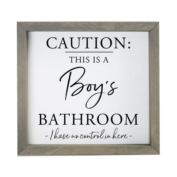 LifeSong Milestones Wood Funny Bathroom Framed Shadow Box Decor (Caution Boys Bathroom)