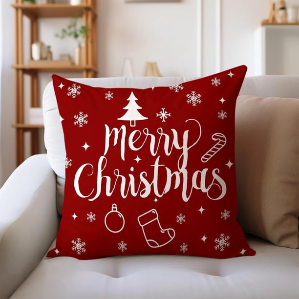 Funda de cojín navideña | Funda decorativa para cojín de sofá, sillón, cama y silla | Funda de cojín cuadrada de 45 x 45 cm | Cojín decorativo para sala de estar, dormitorio y oficina.