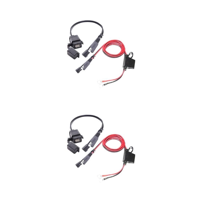 Speravity Adaptador de cable SAE a USB USB a prueba de polvo a prueba de agua Puerto rápido 2.1A para motocicleta Teléfono celular Tablet Negro y rojo 2piezas Speravity CBP080070