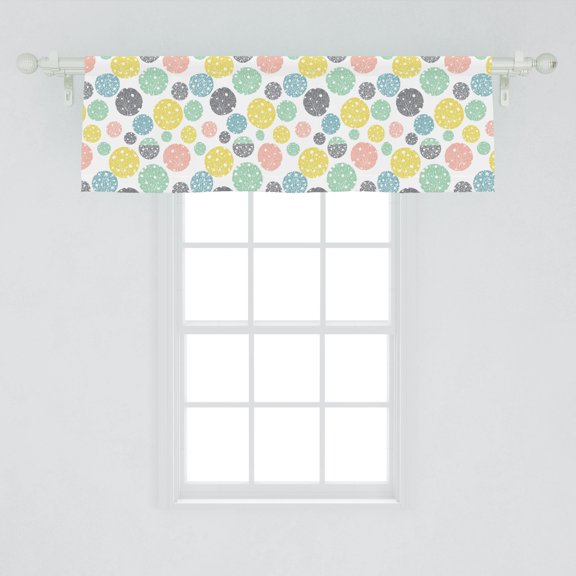 Ambesonne Geometric Window Valance, Pastel Floral Branch Silhouettes in Retro Rounds Repetition, Curtain Valance for Kitchen Bedroom Decor with Rod Pocket, 54" X 18", Multicolor