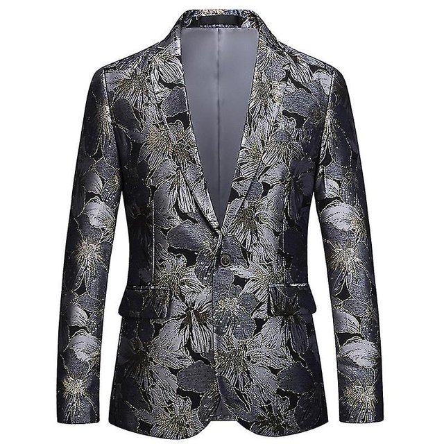 Blazer de jacquard metálico para hombre Slim Fit Chaqueta de traje de esmoquin elegante para fiesta de graduación diaria / XL / kaili Sencillez