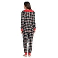 thumbnail image 5 of Ashford & Brooks Women's Flannel Hooded One Piece Pajama Union Jumpsuit - Black/Ivory - X-Large, 5 of 5