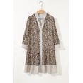 thumbnail image 3 of Women's Khaki Leopard Print V-Neck Long Sleeve Mini Dress for Daily Wear | 4X, 3 of 12