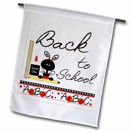 3dRose Back to School Supplies and Apples - Garden Flag, 12 by 18-inch