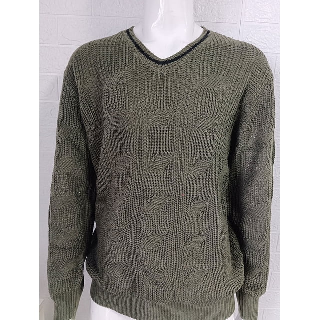Suéter de cuello en V europeo y americano, suéter de punto de manga larga ajustado a la moda para hombre, suéter de otoño e invierno