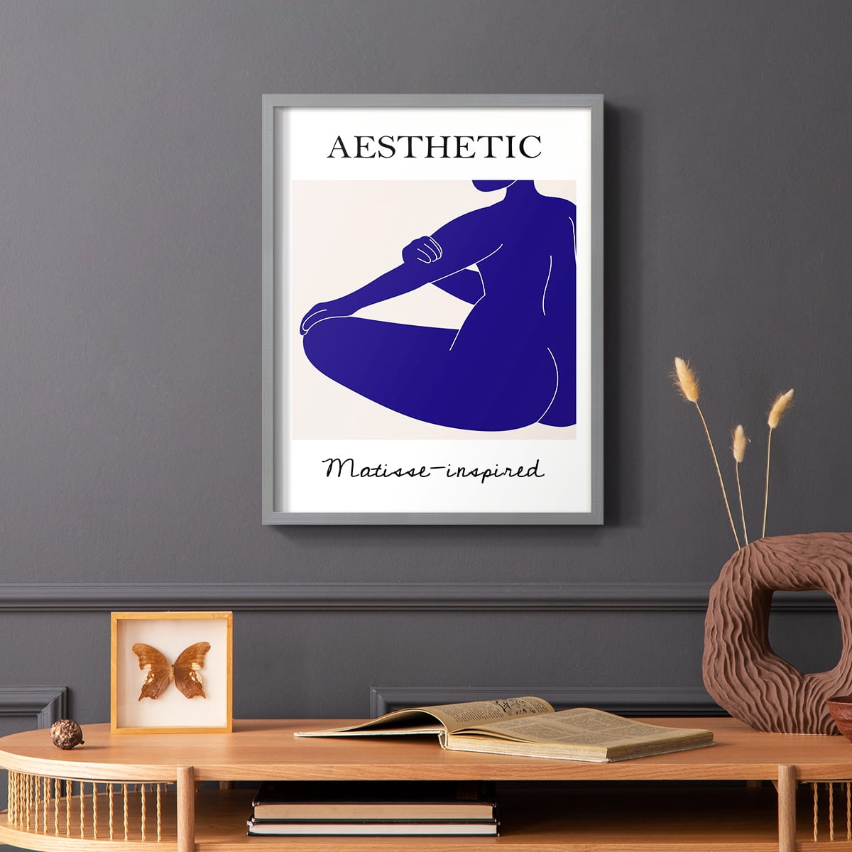 Matisse CXVII Framed Print in Gray Solid Wood 22 x 28 Framed Print