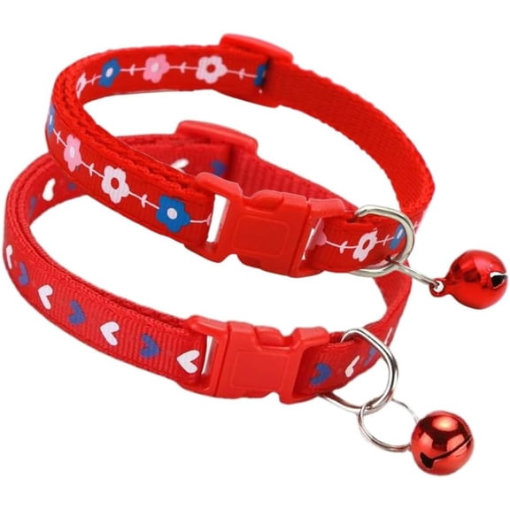 Dog Collar with Bell, 2-Pack Basic Cat Collars with Bells for XXS Xs Small Tiny Pet Dogs Female Kitten Girls Animal