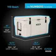 Lifetime 115 qt Bear-Resistant Camping Cooler, Premium High Performance, Ice Retention, Hard Cooler, 150 Can Capacity, Khaki (91000)