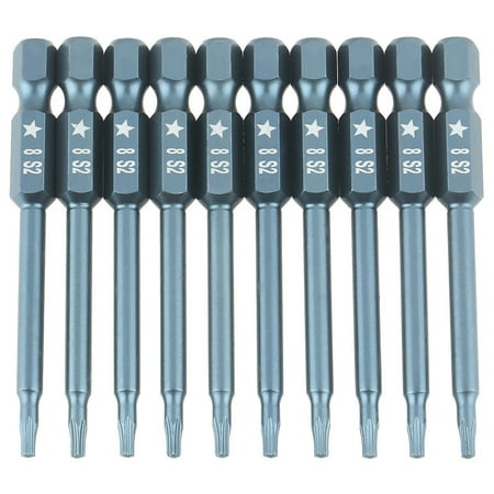 

10pcs 1/4inch Hex Shank 65mm S2 Alloy Steel Five Star Screwdriver Bits Set H6.3*65*TS8