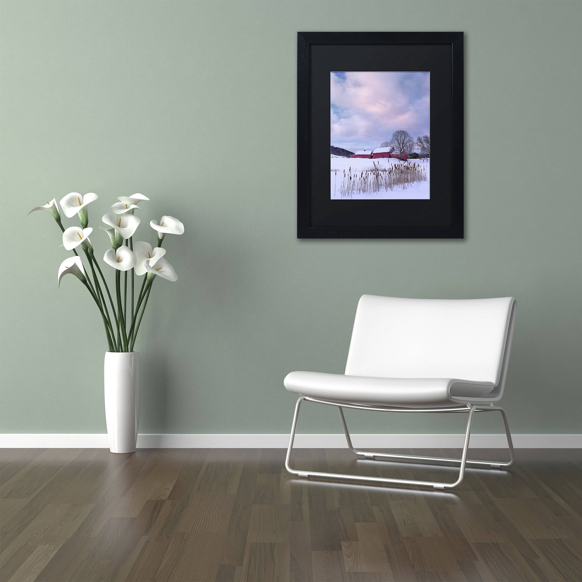 Trademark Fine Art "Cat O'Nine In Snow" Canvas Art by Michael Blanchette Photography Black Matte, Black Frame
