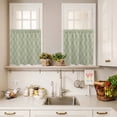 thumbnail image 3 of 3 Piece Kitchen Curtains and Valances Set Sage Green Stripes Cafe Curtains 36 Inch Length Simple Geometric Modern Monochrome Valance & Tier Curtain for Living Room Bedroom Window 54"x18"+27"x36"*2, 3 of 6