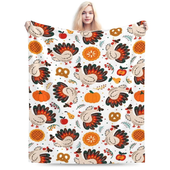 Thanksgiving Blanket Thanksgiving Turkey Flannel Blanket Soft Cozy Throw Blankets for Bed Sofa Couch Office Travel All Season 50x40