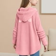 thumbnail image 6 of DxhmoneyHX Girls Long Fleece Hoodie Winter Warm Sherpa Long Sleeve Hooded Pullover Tops Fluffy Fuzzy Sweatshirts Side Slit Button Hoodies Outerwear with Pocket 5-15 Years, 6 of 7