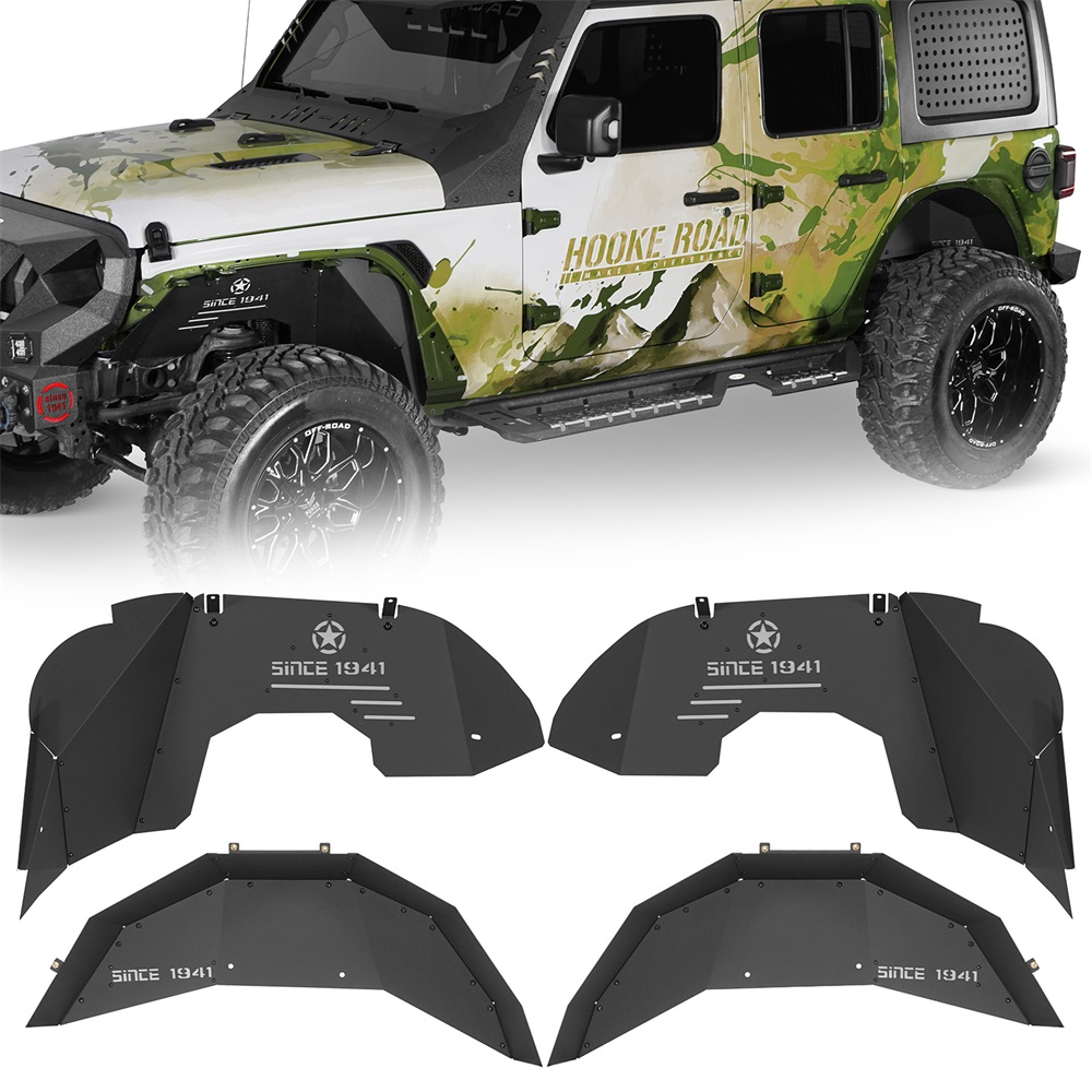 4Pcs Front & Rear Inner Fender Liners For Jeep Wrangler JK JKU (2007-2018) - Aluminum
