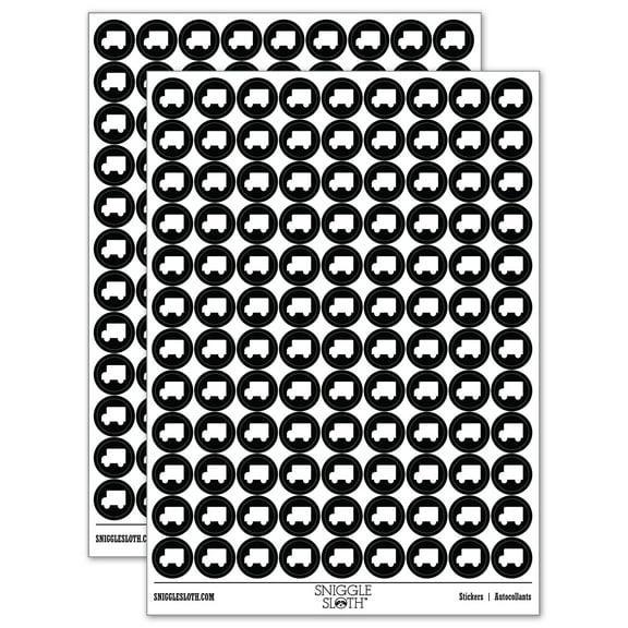 School Bus Solid 200 Round Stickers - Black - Gloss Finish - 0.50" Size