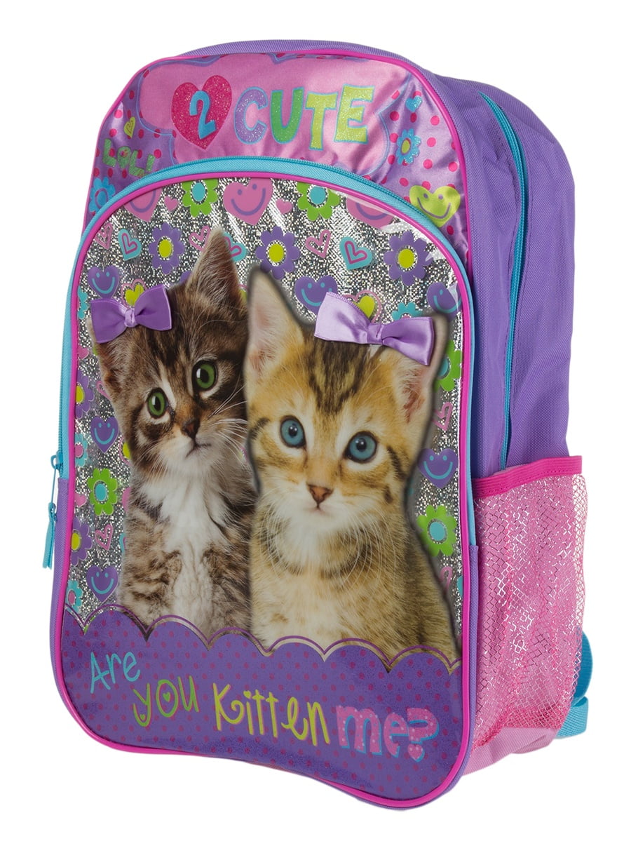 Oarencol Funny Mermaid Cat Sae Backpack Cute Magic Animal Fish School Book Bag Travel Hiking Camping Laptop Daypack 