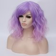 thumbnail image 3 of Unique Bargains Wigs for Women 14" Gradient Purple Pink Curly Wig with Wig Cap, 3 of 6