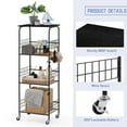 thumbnail image 3 of 4-Tier Round Tube Wire Storage Rack - Matte Black Frame with Wood Top & 5 Utility Hooks, 3 of 6