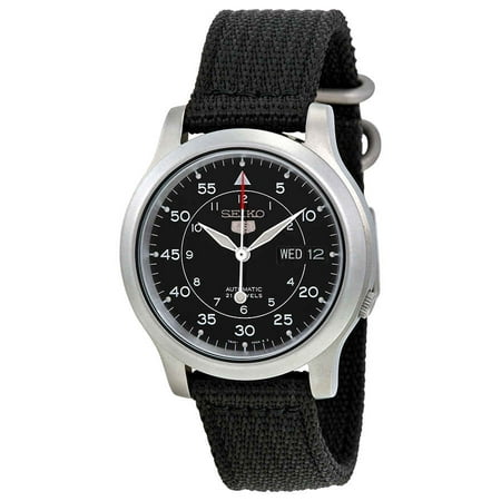 Seiko Men's 5 Black Canvas Automatic Watch, SNK809