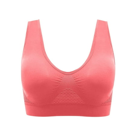 

PEASKJP Sports Bras for Women Plus Size Relaxed Fit Sports Bras for Women Wirefree Padded Workout Yoga Gym Fitness Bra Medium Support Watermelon Red 4X-L