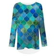 thumbnail image 2 of CLOOCL Women Plus Size Blouse Blue Rhombus Graphics Print Fall Long Sleeve Casual Tops, 2 of 6