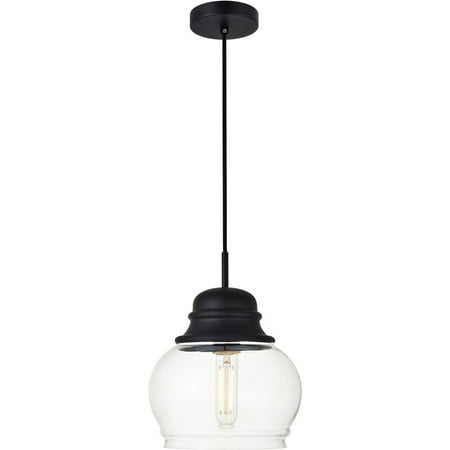 

Black Tone Finish Pendants 8 Wide Iron/Glass Material E26 Medium 1 Light Fixture
