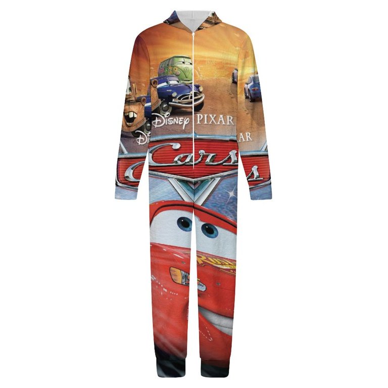Pixar Cars Kids Pajamas One Piece Hooded Union Suit Onesie PJs