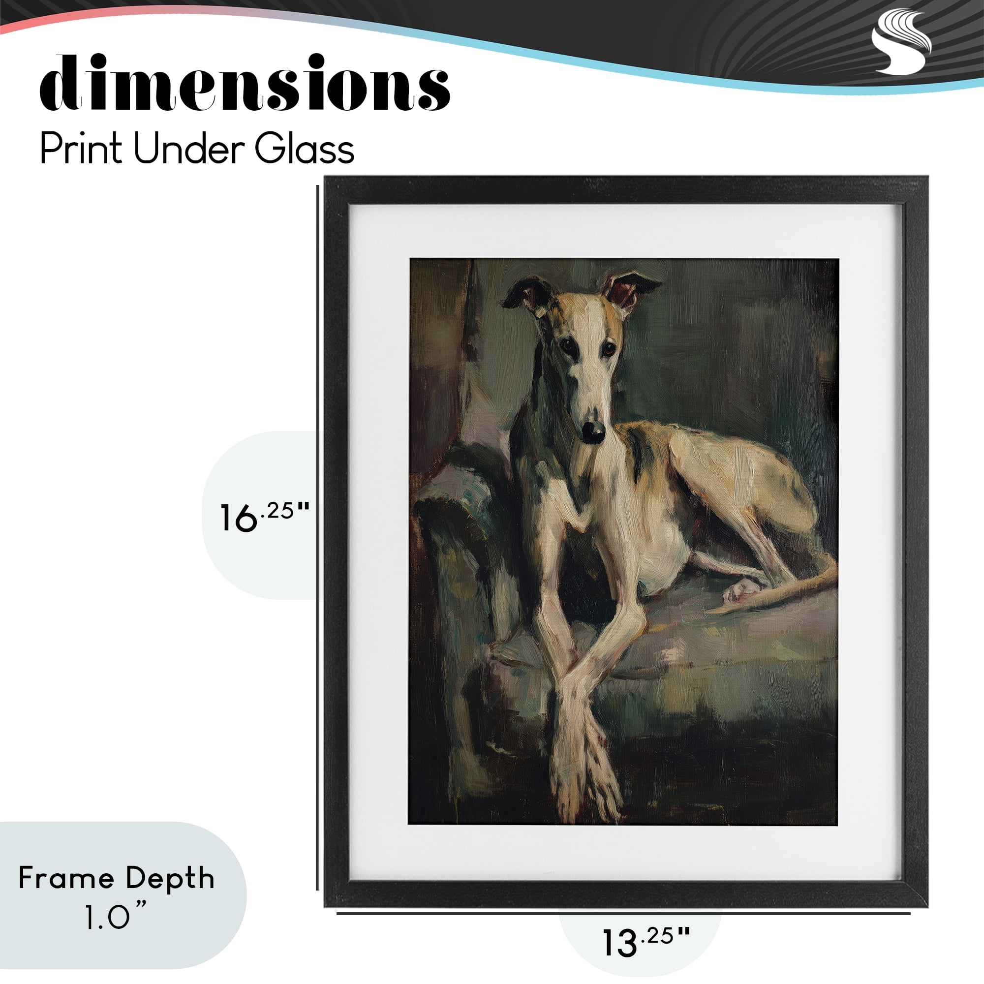 Stupell Industries Regal Comfort Whippet Dog Black Framed Print Under Glass, design by Svetlana Aleynikova