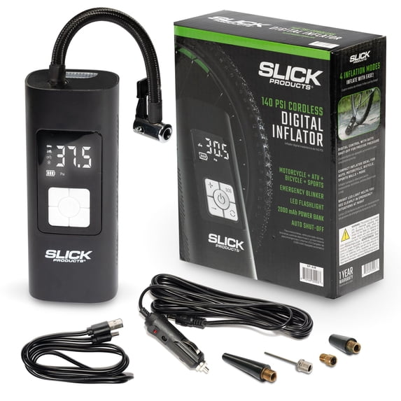 Open Box Slick Products Cordless Digital Air Inflator, Tire Pump & Power Bank