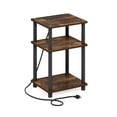 thumbnail image 5 of Furinno Just Side Table, 3-Tier End Table with Charging Station, Open Shelf Night Stand, Bedside Table with USB and Type-C Charging Port, for Living Room, Bedroom, Amber Oak, 5 of 5